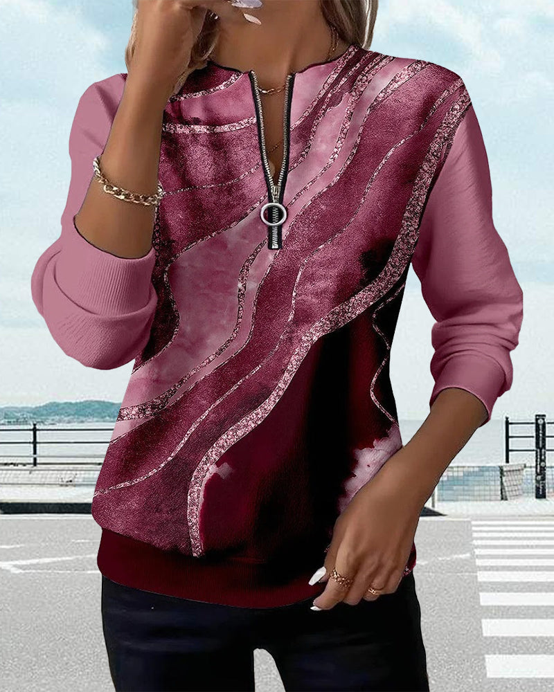 Martyna | bluzka z długim rękawem z ćwierćzamkiem