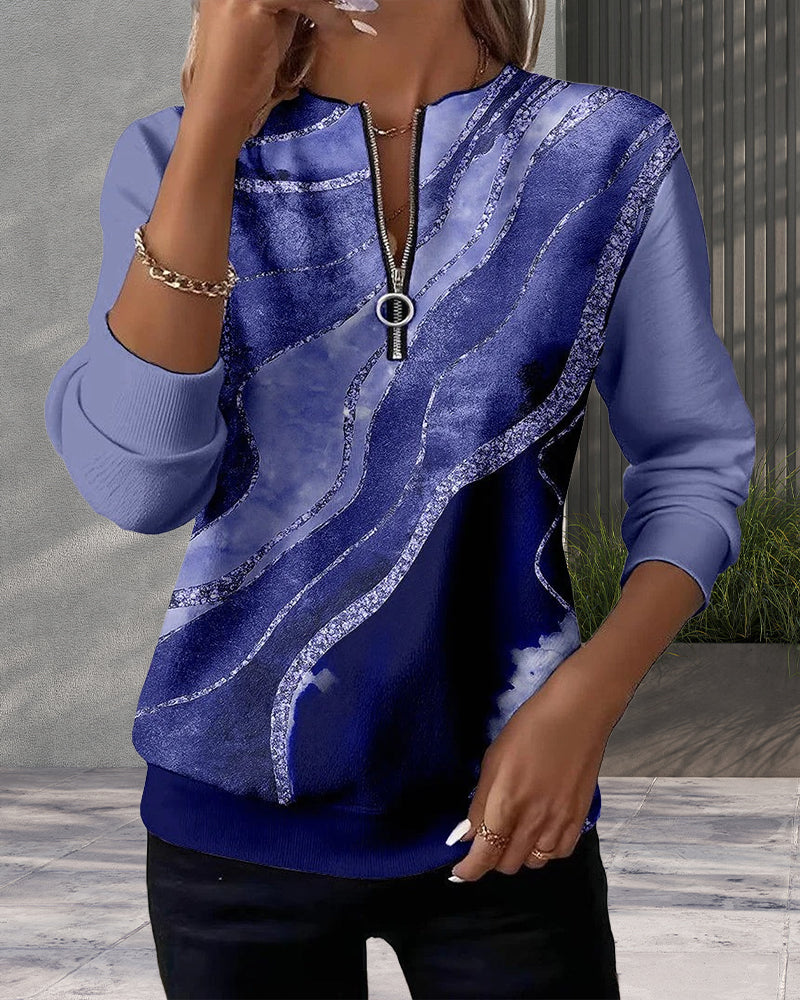 Martyna | bluzka z długim rękawem z ćwierćzamkiem