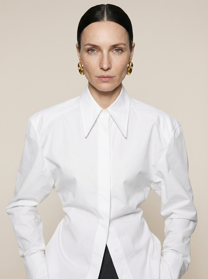 Dominika I Bawełniana bluzka z poduszkami na ramionach