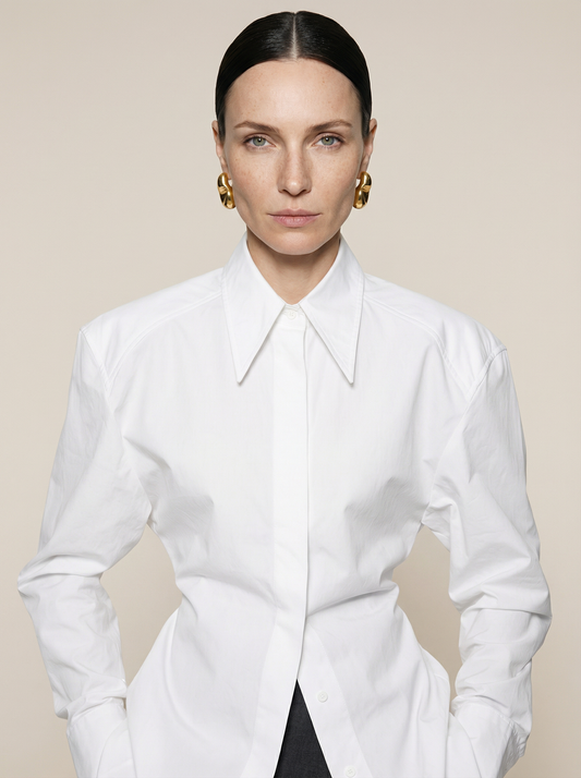 Dominika I Bawełniana bluzka z poduszkami na ramionach