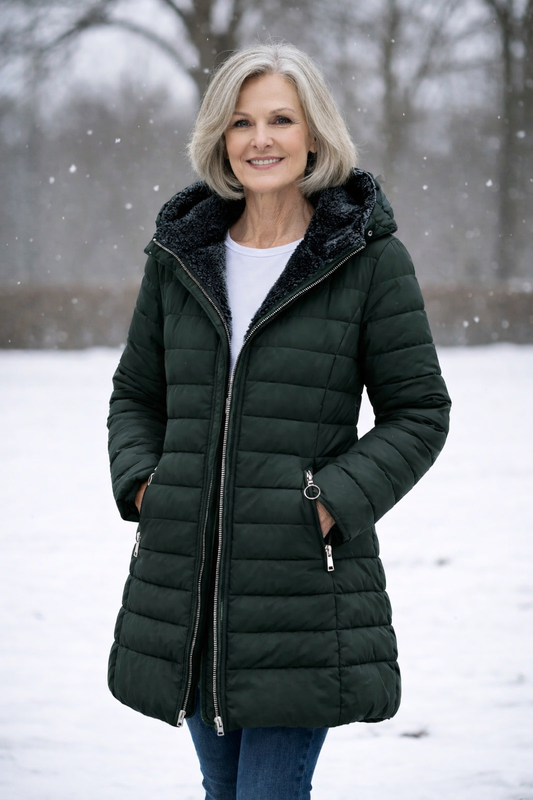 Malwina | Pikowana kurtka puchowa z podszyciem z polaru