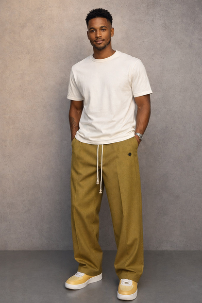 Bruno | Eleganckie męskie spodnie ze sznurowaniem w pasie