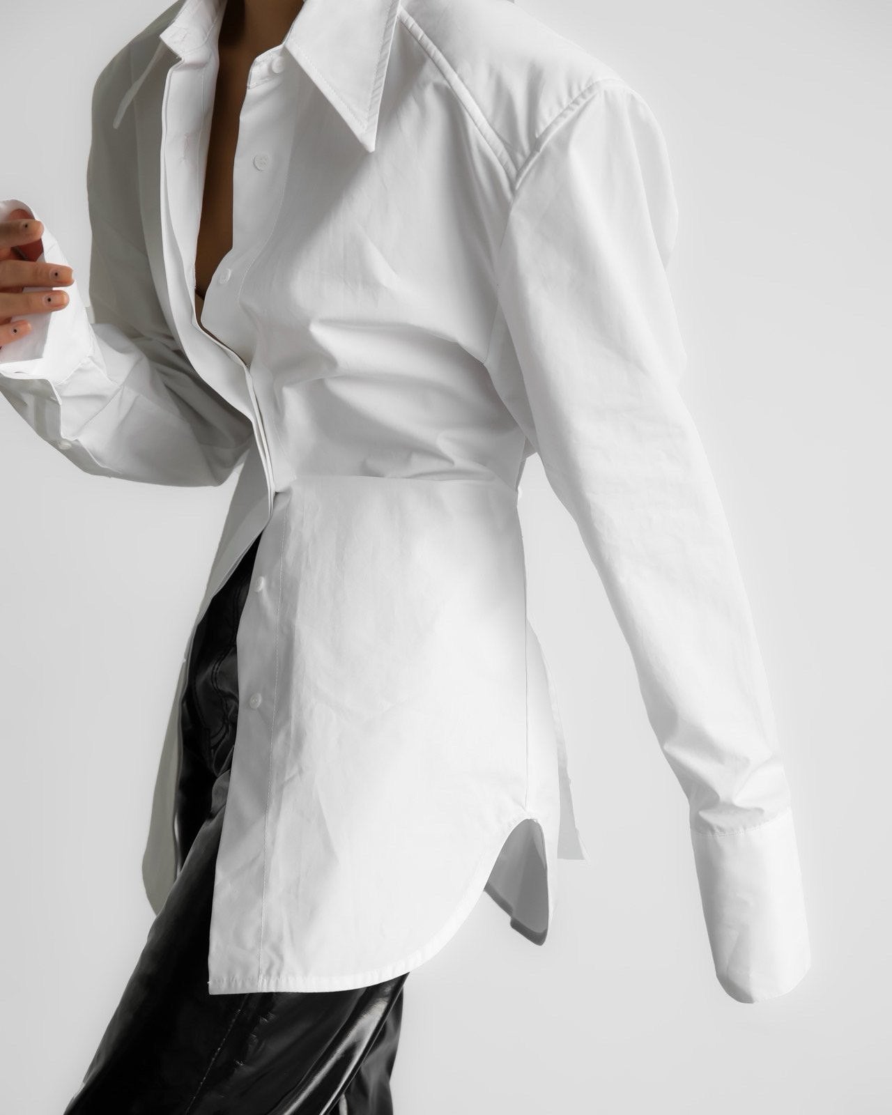 Dominika I Bawełniana bluzka z poduszkami na ramionach