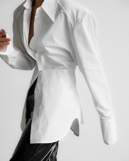 Dominika I Bawełniana bluzka z poduszkami na ramionach