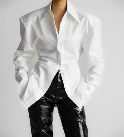 Dominika I Bawełniana bluzka z poduszkami na ramionach